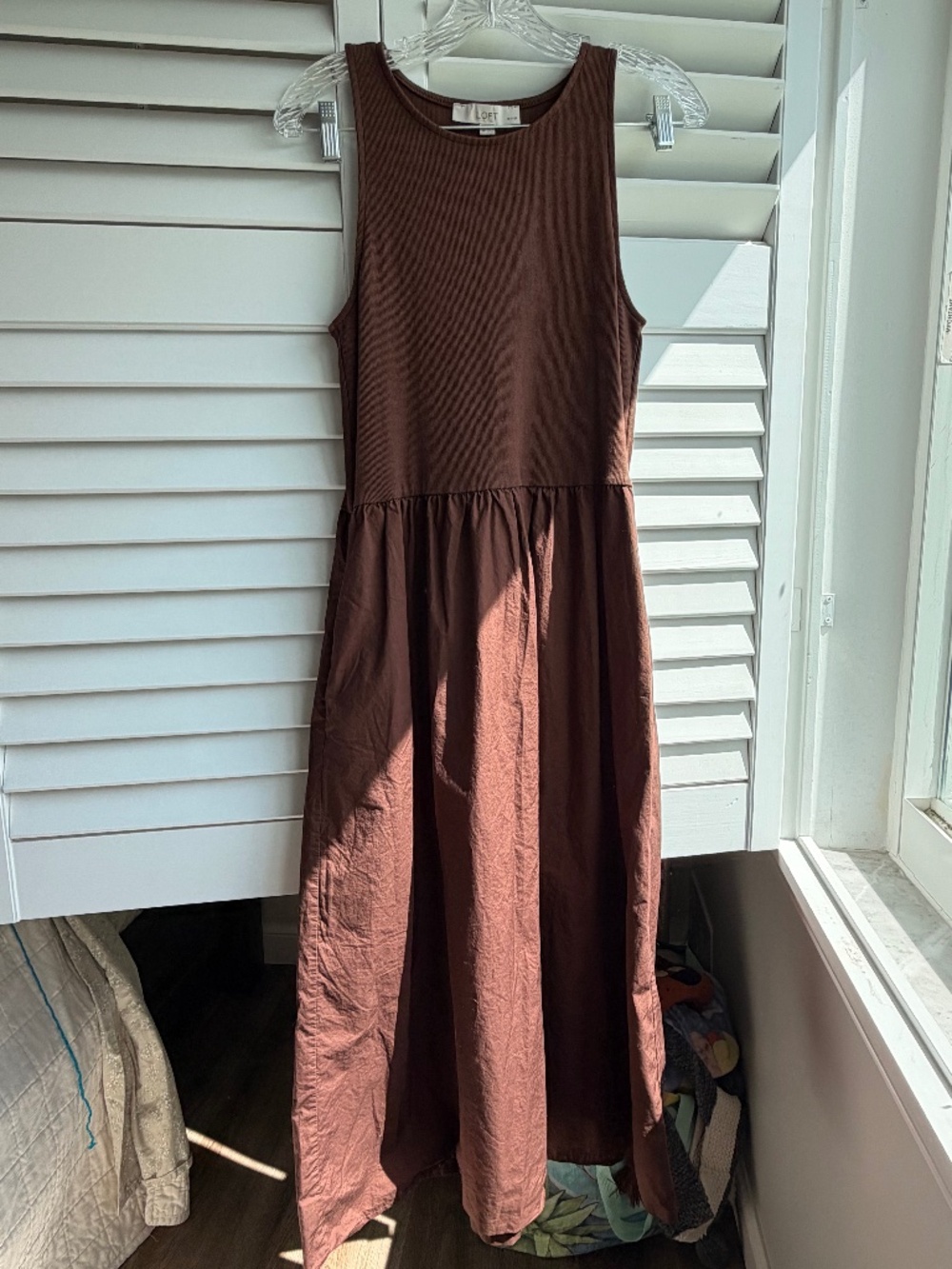 Loft Petite Medium Chocolate Brown Maxi Sleeveless Dress